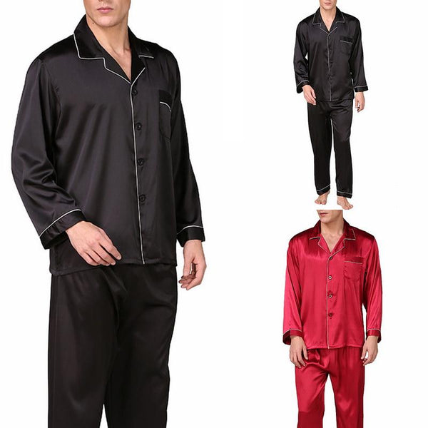 Men's Stain Silk Pajama Set Modern Style Sleepwear Men Sexy Soft Cozy Satin Nightgown Lounge Pajama Sets Nightwear