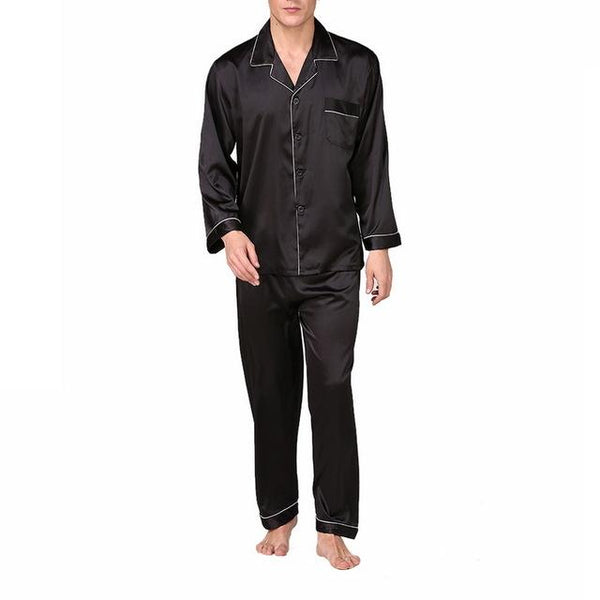 Men's Stain Silk Pajama Set Modern Style Sleepwear Men Sexy Soft Cozy Satin Nightgown Lounge Pajama Sets Nightwear