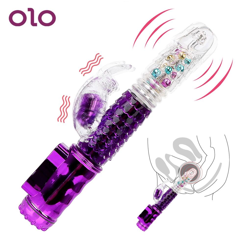 OLO 32 Speed Vibrators Rabbit Big Dildo 360 Degree Rotation Transfer Beads AV Rod Sex Toys for Woman Vaginal G-spot Massage