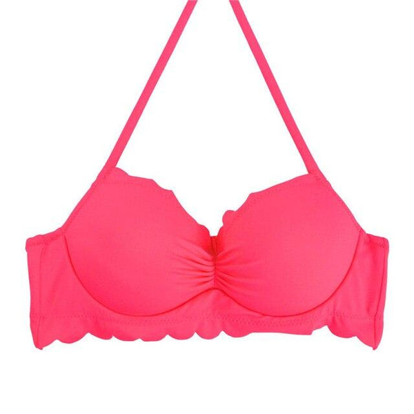 M&M 2019 Sexy Halter Bikinis Top Push Up Padded Summer Swimwear Print Swimsuit Solid Beachwear Sport Bandage Bathing Suit T604