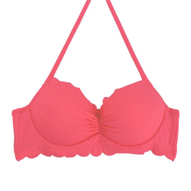 M&M 2019 Sexy Halter Bikinis Top Push Up Padded Summer Swimwear Print Swimsuit Solid Beachwear Sport Bandage Bathing Suit T604