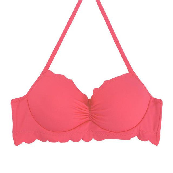 M&M 2019 Sexy Halter Bikinis Top Push Up Padded Summer Swimwear Print Swimsuit Solid Beachwear Sport Bandage Bathing Suit T604