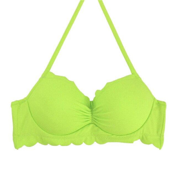 M&M 2019 Sexy Halter Bikinis Top Push Up Padded Summer Swimwear Print Swimsuit Solid Beachwear Sport Bandage Bathing Suit T604