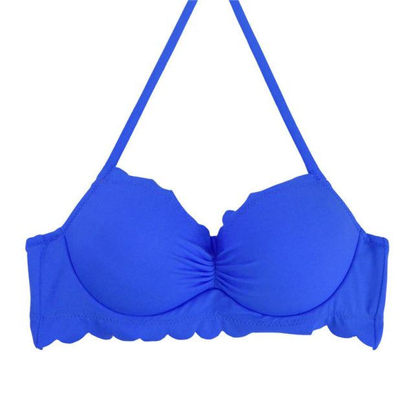 M&M 2019 Sexy Halter Bikinis Top Push Up Padded Summer Swimwear Print Swimsuit Solid Beachwear Sport Bandage Bathing Suit T604