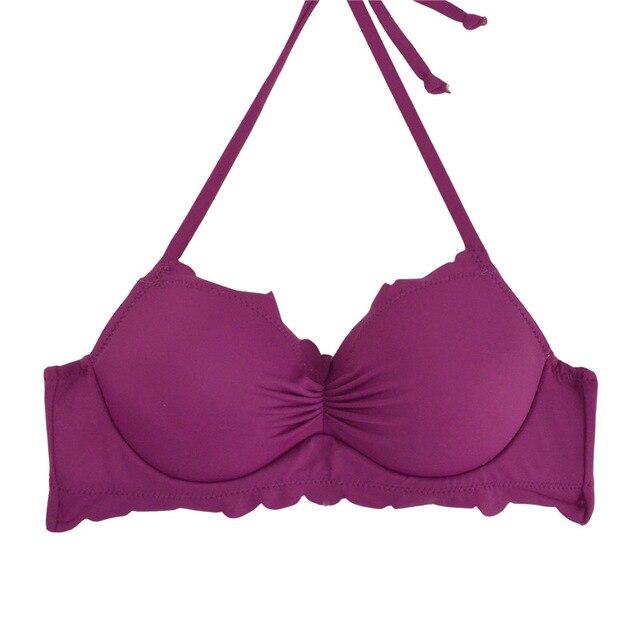 M&M 2019 Sexy Halter Bikinis Top Push Up Padded Summer Swimwear Print Swimsuit Solid Beachwear Sport Bandage Bathing Suit T604