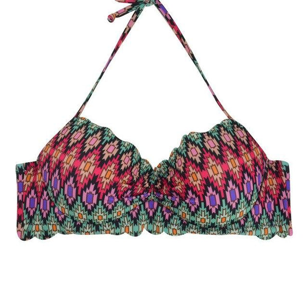 M&M 2019 Sexy Halter Bikinis Top Push Up Padded Summer Swimwear Print Swimsuit Solid Beachwear Sport Bandage Bathing Suit T604