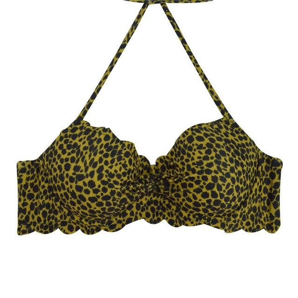 M&M 2019 Sexy Halter Bikinis Top Push Up Padded Summer Swimwear Print Swimsuit Solid Beachwear Sport Bandage Bathing Suit T604