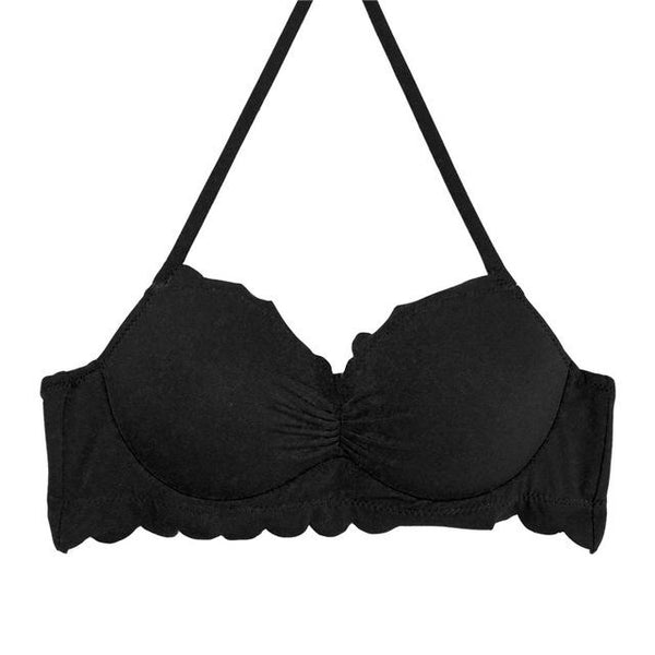 M&M 2019 Sexy Halter Bikinis Top Push Up Padded Summer Swimwear Print Swimsuit Solid Beachwear Sport Bandage Bathing Suit T604