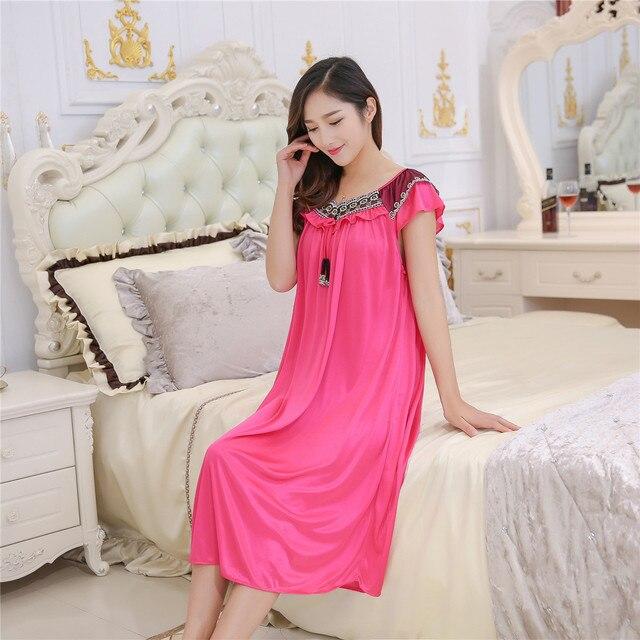 Summer New Fat&Big Big Ladies Long Nightgown Casual Home Dress Sleeveless Sexy Sleepwear Ice Silk Nightdress Sleeping Skirt