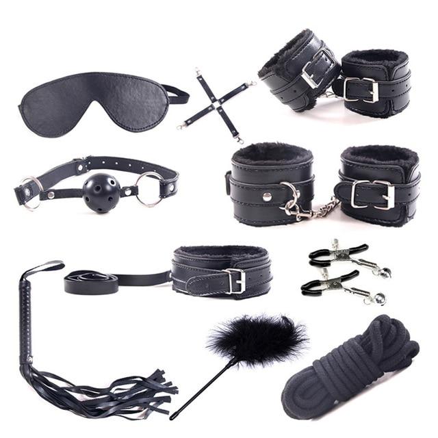 Dildo Vibrator Anal Plugs Handcuffs Whip Nipples Clip Blindfold Breast Pump BDSM Games Adult Sex Toys Kit For Couples