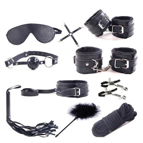 Dildo Vibrator Anal Plugs Handcuffs Whip Nipples Clip Blindfold Breast Pump BDSM Games Adult Sex Toys Kit For Couples
