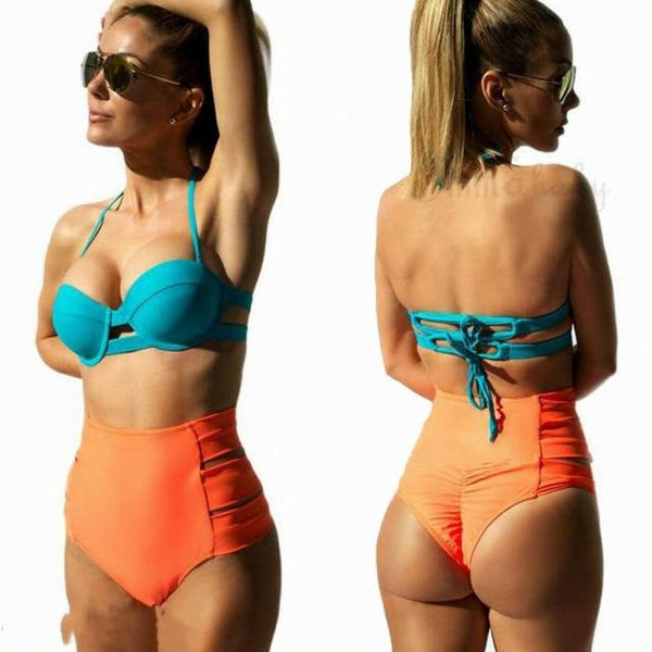 Hot Summer Women Sexy Bikini Bandage Bottom Brazilian CheekyThong Ruched Swimwear Fashion Beachwear High Waist Swimsuit Briefs