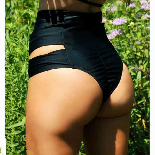 Hot Summer Women Sexy Bikini Bandage Bottom Brazilian CheekyThong Ruched Swimwear Fashion Beachwear High Waist Swimsuit Briefs