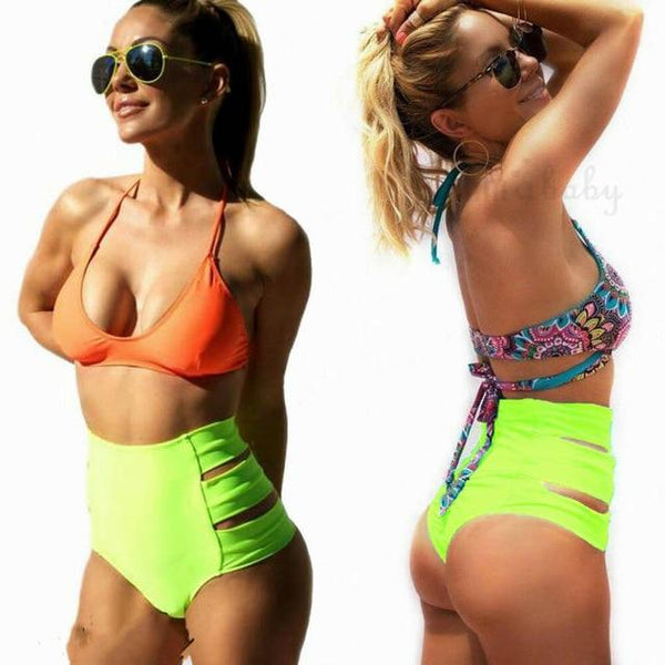Hot Summer Women Sexy Bikini Bandage Bottom Brazilian CheekyThong Ruched Swimwear Fashion Beachwear High Waist Swimsuit Briefs