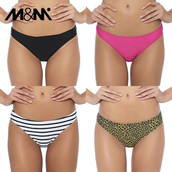 M&M Brazilian Women Bikini Bottoms 2019 Summer Sexy Low Waist Swimwear Two-Piece Separates Swimsuit Print Sports Shorts B608