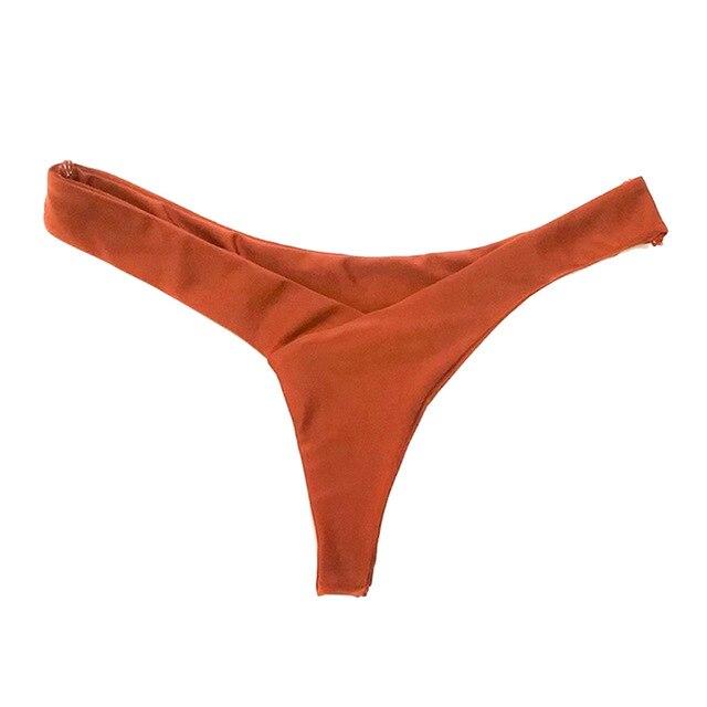 Women Sexy Briefs Swimwear Solid Panties Cross Bandage Sand Swim Shorts Low Waist Beachwear Bottoms Plus Size