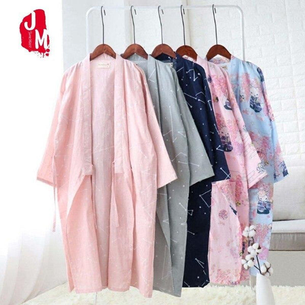 Women Sleepwear Spring Bathrobes Sexy Night Robes Long Sleeve Floral Dressing Gown 100% Cotton Kimono Robe Nightgown Nightwear
