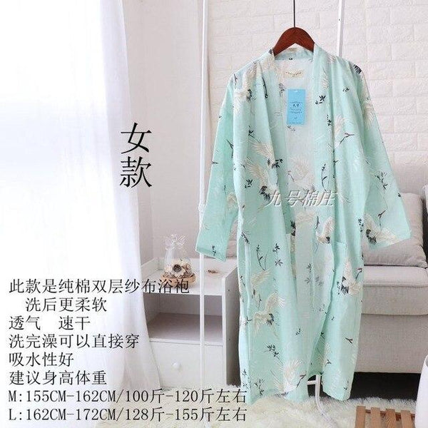 Women Sleepwear Spring Bathrobes Sexy Night Robes Long Sleeve Floral Dressing Gown 100% Cotton Kimono Robe Nightgown Nightwear