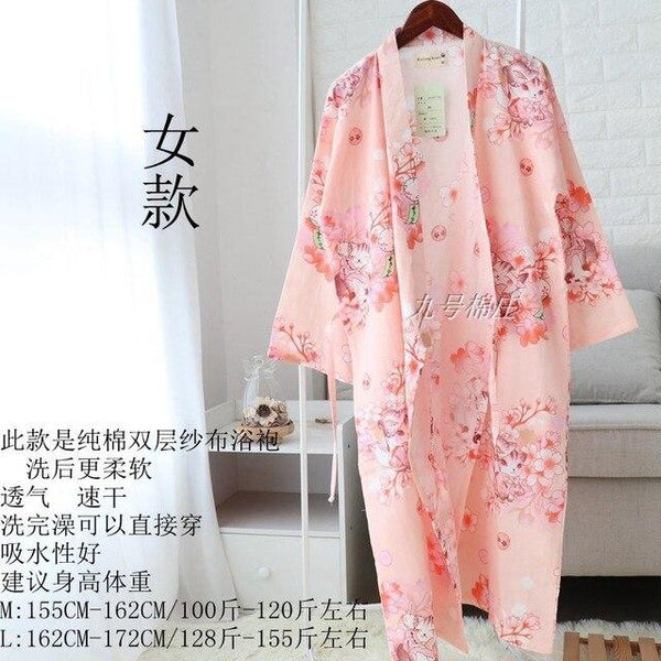 Women Sleepwear Spring Bathrobes Sexy Night Robes Long Sleeve Floral Dressing Gown 100% Cotton Kimono Robe Nightgown Nightwear