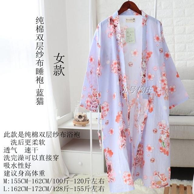 Women Sleepwear Spring Bathrobes Sexy Night Robes Long Sleeve Floral Dressing Gown 100% Cotton Kimono Robe Nightgown Nightwear