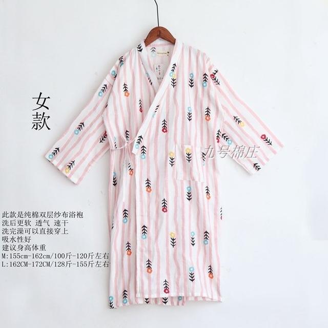 Women Sleepwear Spring Bathrobes Sexy Night Robes Long Sleeve Floral Dressing Gown 100% Cotton Kimono Robe Nightgown Nightwear