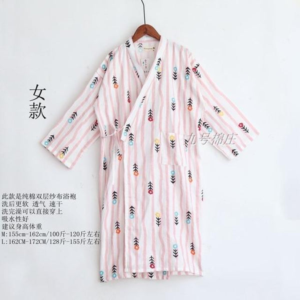 Women Sleepwear Spring Bathrobes Sexy Night Robes Long Sleeve Floral Dressing Gown 100% Cotton Kimono Robe Nightgown Nightwear