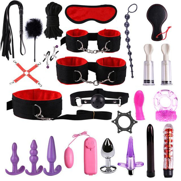Dildo Vibrator Anal Plugs Handcuffs Whip Nipples Clip Blindfold Breast Pump BDSM Games Adult Sex Toys Kit For Couples