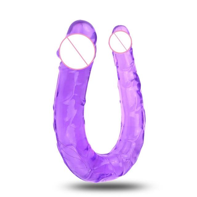 U Shape Double Dildo Flexible Soft Jelly Vagina & Anal Women Gay Lesbian Double Ended Dong Penis Artificial Penis Sex Toys