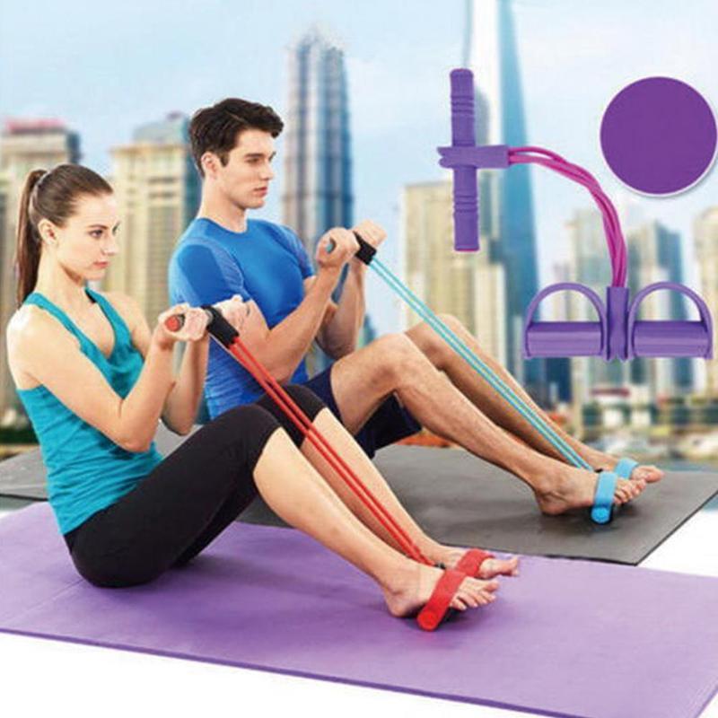 2/4 Tube Strong Fitness Resistance Bands Latex Pedal Exerciser Foot Pull Ropes Yoga Sports Pilates fitness Slimming Equipment