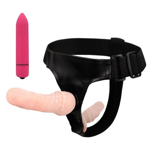 Ultra Elastic Harness Strap On Double Dildo Realistic Strapon Pants Mini Vibrator Sex Toys for Lesbian Couples Woman Sex Shop