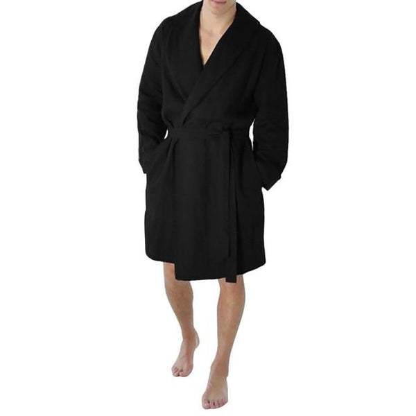 Men's Linen Pajama Casual Pure Color Cotton Linen Long Bathrobe Sexy Home Nightgown Pajamas Robe Nightgown Men Summer пижама