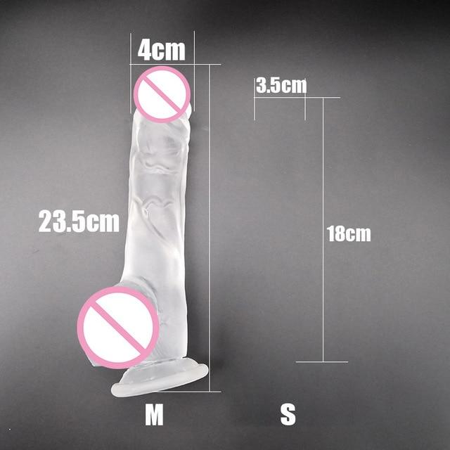 M-050 New Arrival Highly Transparent 23.5CM 18.5CM Dildo With Suction Cup Fake Penis Sex Toy For Women