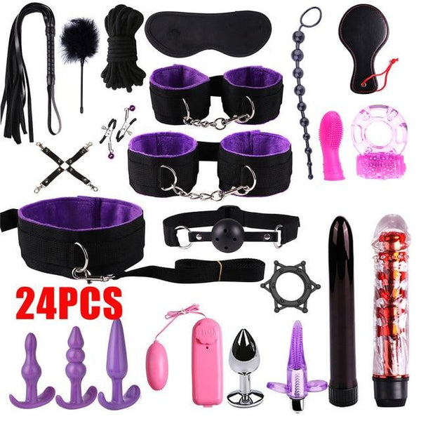 Adult Sex Product Kit Dildo Vibrator & Anal Plugs Finger Massager BDSM Slave Bandage With Ring Adult Games Sex Toys For Couples