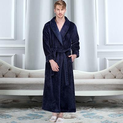 On Sale Lovers Thick Warm Winter Bathrobe Men Soft as Silk Extra Long Kimono Bath Robe Male Dressing Gown for Mens Flannel Robes