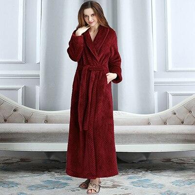 Women Winter Thermal Long Bathrobe Lovers Thick Warm Coral Fleece Kimono Bath Robe Plus Size Nightgowns Bridesmaid Dressing Gown