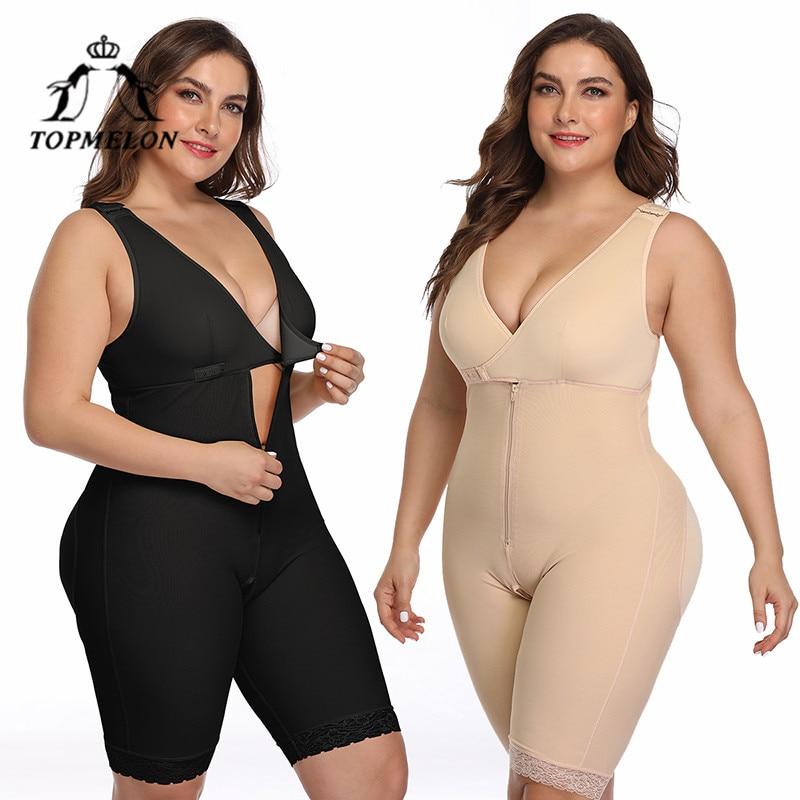 TOPMELON Spanx Body Shaper Women's Binders and Shapers Slimming Underwear Plus Size Bodysuit Sleeveless Zipper Open Crotch