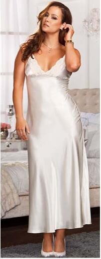 2019 New Women Satin Silk Sleepwear Nightdress Lingerie Night Dress Loose Long Solid Sleep Dress Vestidos Robe