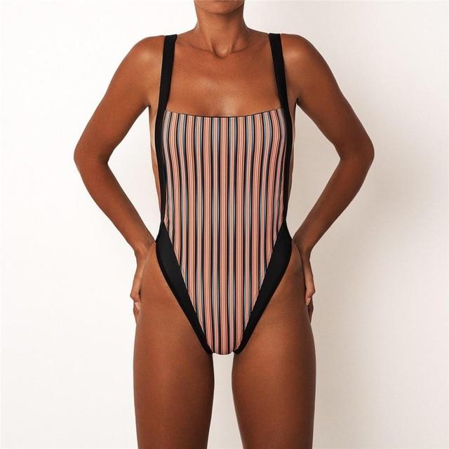 Sexy Slim Backless One Piece Swimsuit Stripe Bowknot Sports Bra Top Bikini Swimsuit Swimwear For Women Bikini Tops