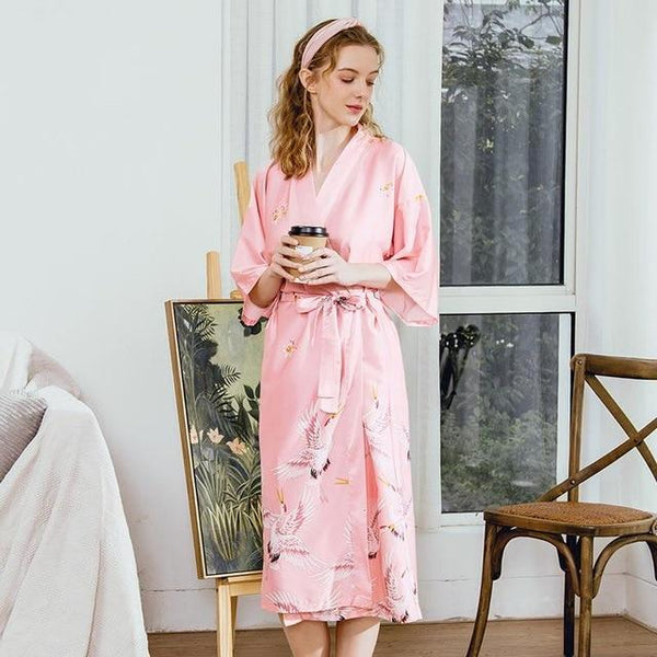 New Butterfly Ladies Cotton Robe Women Summer Casual Home Dress Nightgown Sleepwear Long Bathrobe Elegant Wedding Robesnr128