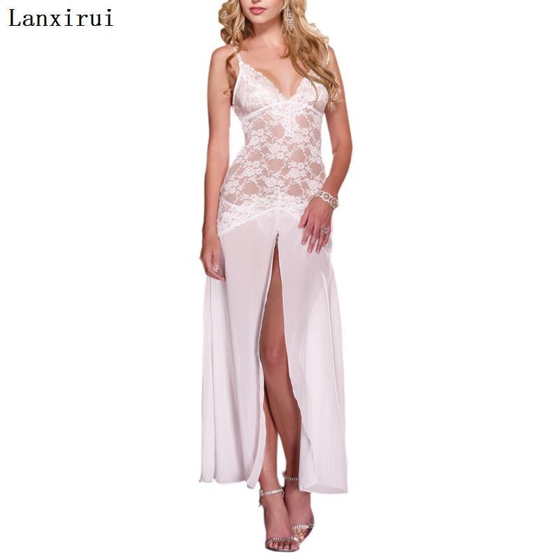 2018 Hot Selling Women's Sexy Lingerie long dress Sleepwear Underwear Night fire Dress+G-string