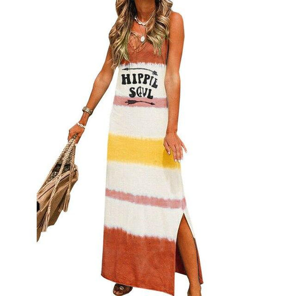 New Fashion Women's Lady Bohemia Sleeveless Summer Beach Long Maxi Dress Loose Hippie Holiday Beach Party Sun Dress