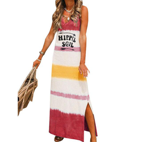 New Fashion Women's Lady Bohemia Sleeveless Summer Beach Long Maxi Dress Loose Hippie Holiday Beach Party Sun Dress
