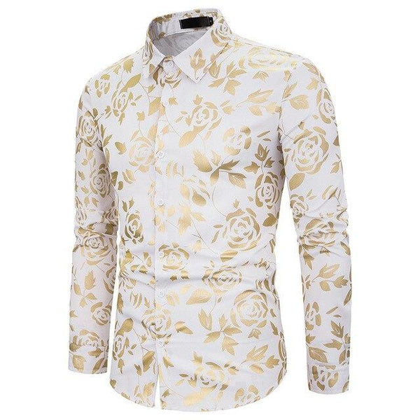 Mens Shirts Long Sleeve 2019 Night Club Party Prom Wear Dress Shirt Men Casual Golden Butterfly Printed Camisa Social Masculina