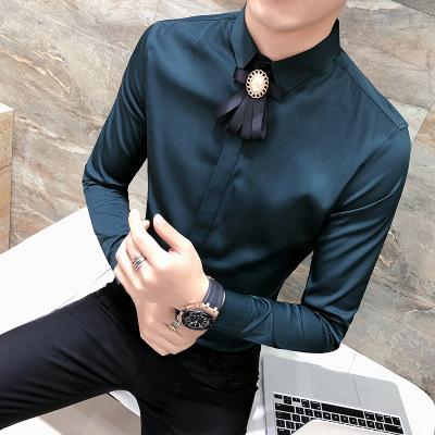 Top Quality Spring 2019 New Men Shirt Fashion Slim Fit Tuxedo Shirt Men Long Sleeve Night Club Singer Costume Dress Shirts Male
