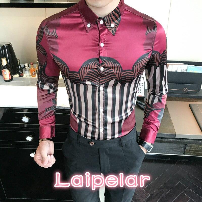 High Quality Men Floral Shirt Hot Sale Korean Slim Fit Long Sleeve Dress Shirts Mens Night Club Men Casual Blouse chemise homme