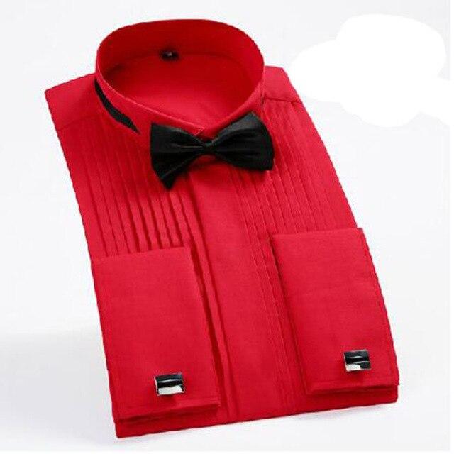 Men Night Club Tuxedo Dress Shirts,Long Sleeve Candy Color Cotton High Quality High-grade Swallow Collar Design Shirts Vestido