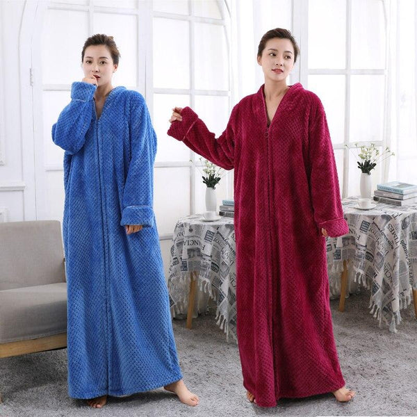 2019 autumn winter men women large size coral fleece bathrobe lovers thickened long paragraph flannel nightgown warm sleep dress