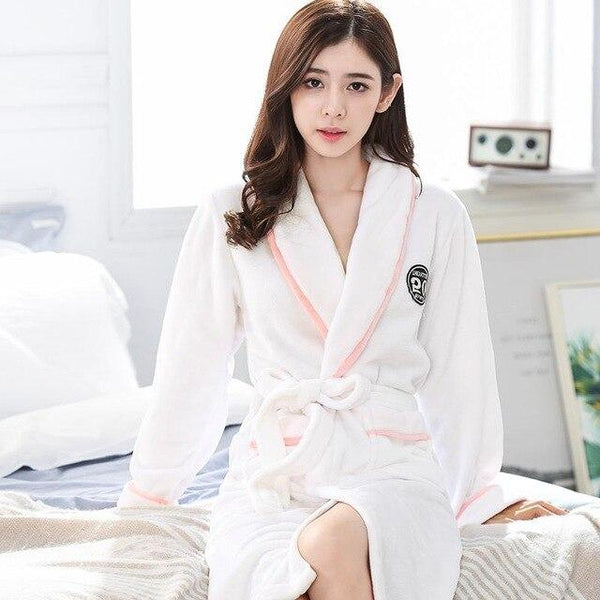 Winter Warm Lovers Lounge Home Clothes Flannel Robe Gown Thicken Women Men Sleepwear Sleep Dress Long Sleeve Nightgown M-XXL
