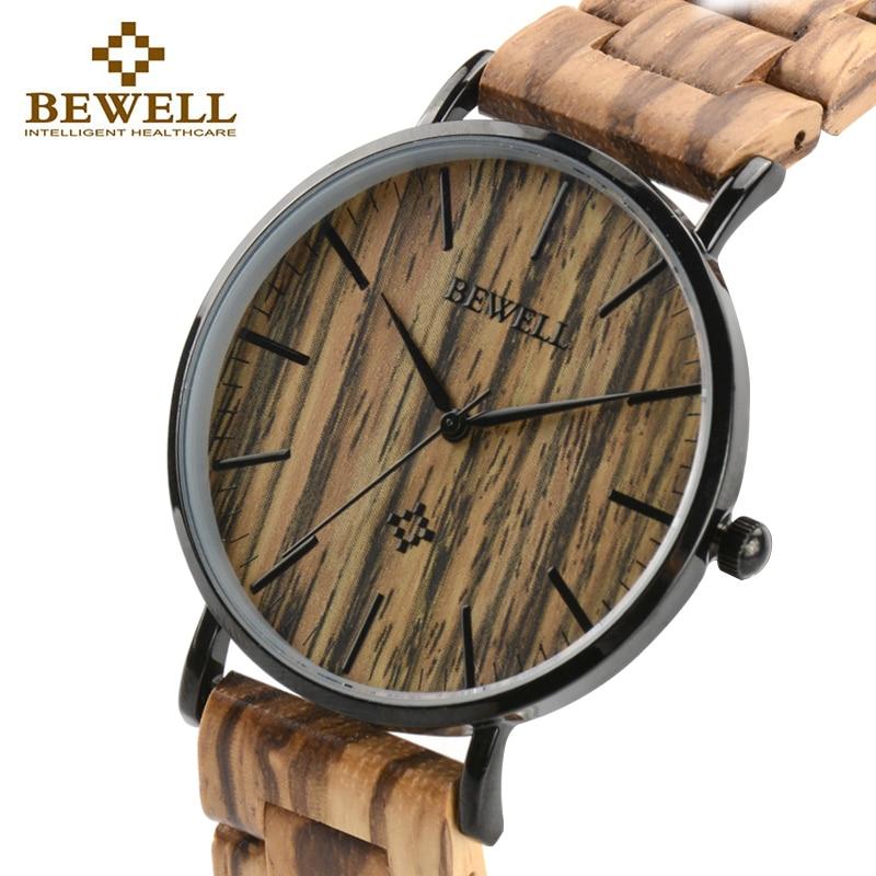 BEWELL Top Luxury Brand Men Wood Watches Waterproof Clock As Male Gift For Dad Or Boyfriend Dress Style Watch Good Quality 163A