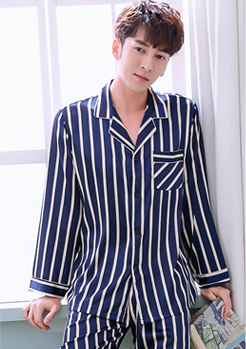 Spring Autumn Couple Sleepwear Long Sleeve Woman Imitation Silk Sleep Dress Autumn Loose Homewear Men Soft Nightwear H5525